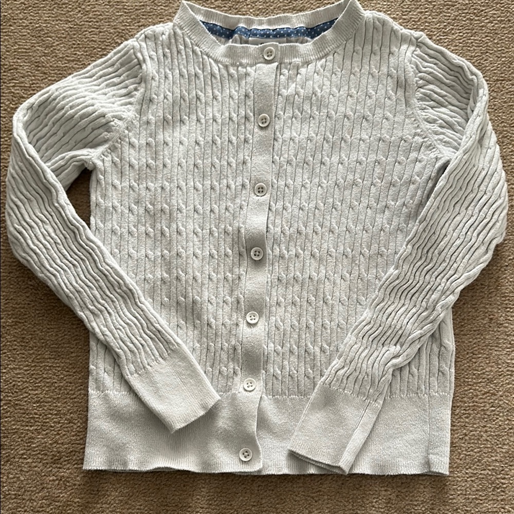 Girl’s White Cable Knit Sweater